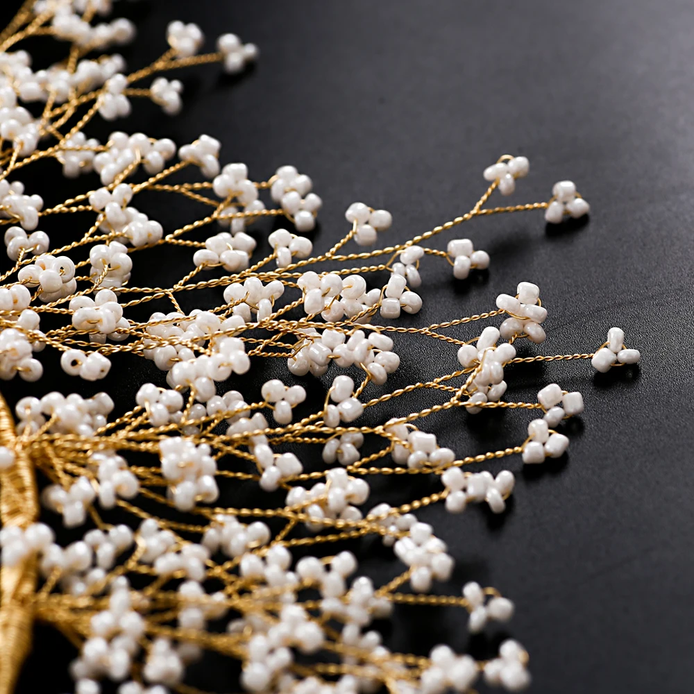 

TRiXY H193 Luxury Wedding Crown for Bridal Headdress Golden Beads tiaras and crowns Bridal tiara Wedding Hair Accessories