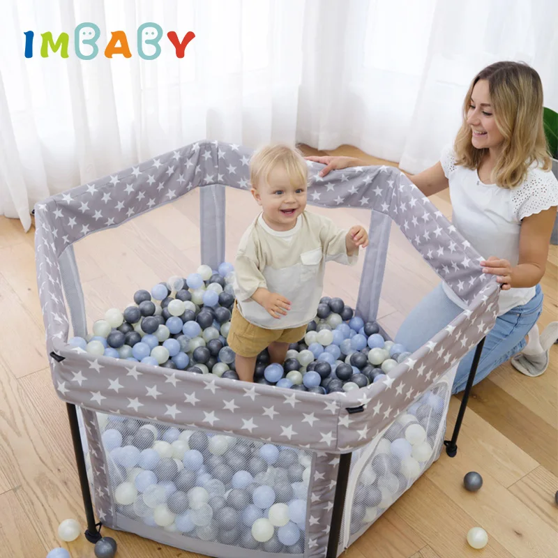 IMBABY Baby Playpen Foldable Baby Playground Free Installation Playpen for Children Thickened Steel Pipe Game Fence Height 66cm