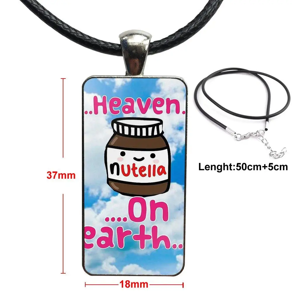 

For Women Girl Gift Glass Pendant Necklace Handmade Half Pendant Rectangle Necklace Another Nutella Wallpaper Kawaii Cute