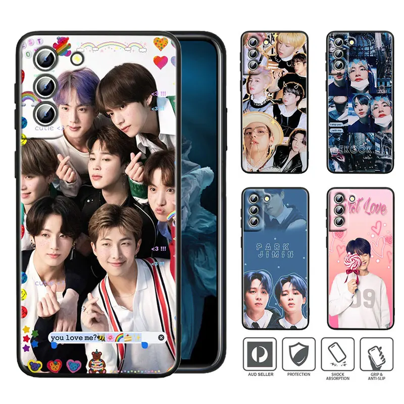 

Kpop jimin boy combination Soft Shockproof Black Phone Case For Samsung Galaxy S22 S21 Ultra S20 FE Lite S10 S9 S8 Plus 5G