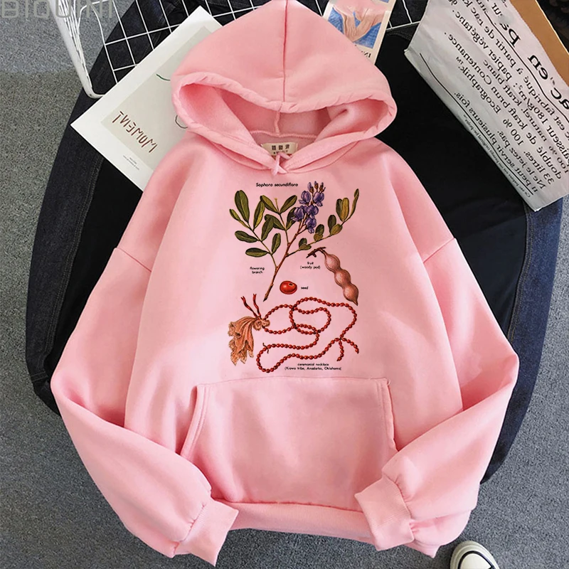 

Plant Vegan Print Hoodie Sudaderas Harajuku Aesthetic Pink Tops Koop Hoodies Women 2021 New Winter Fashion Y2k Casual Sweatshirt