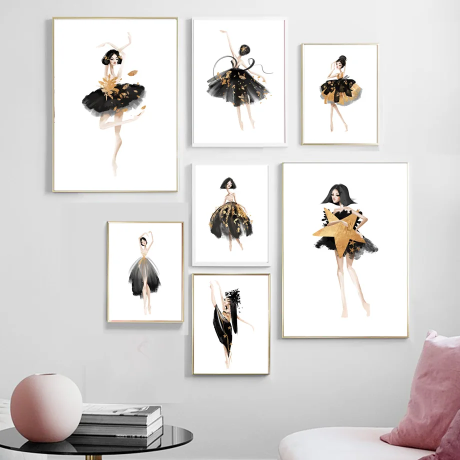 

Картина на холсте, настенное искусство, красивая балерина, скандинавские плакаты и принты, украшение для дома, картины для гостиной, Декор, п...