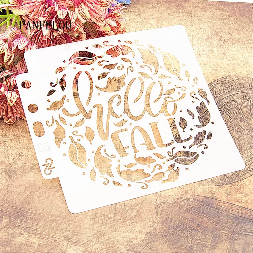 

Hello Fall flower scrapbook stencils spray plastic mold shield DIY cake hollow Embellishment printing lace ruler valentine