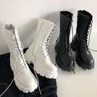 Женские ботинки до середины икры, на шнуровке и молнии, спортивная обувь на платформе и каблуке, Осень-зима 2021