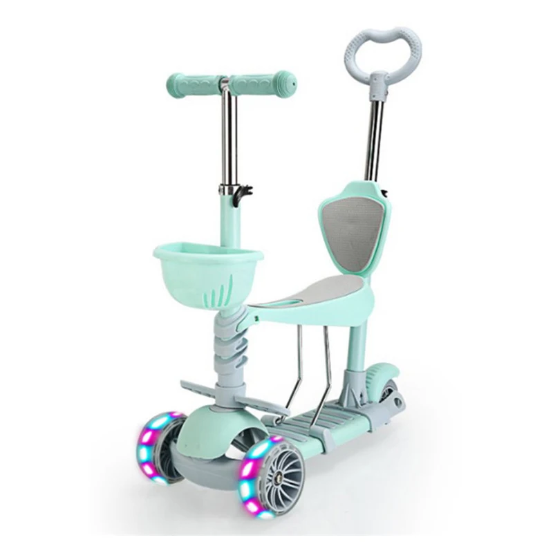 Складная детская коляска 5 в 1 самокат со вспышкой ходунки для малышей игрушечный