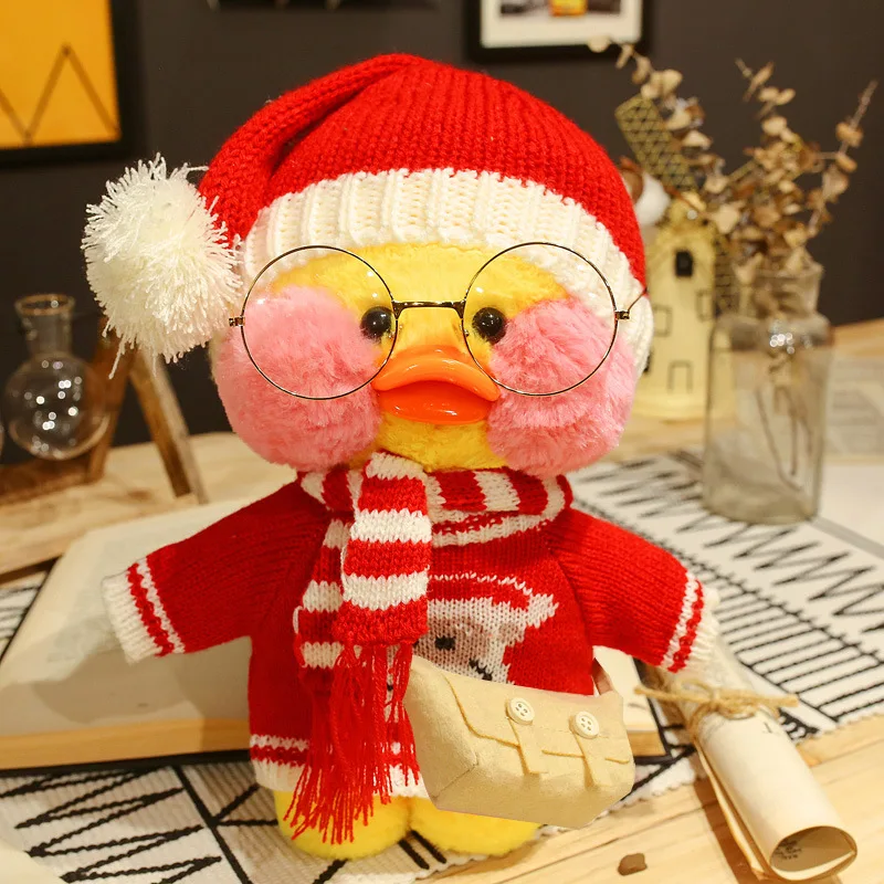 

30cm Duck Plush Clothes Plushie Soft Stuffed Toy Yellow Pink White Cute LaLafanfan Duck Animal Doll Toys Christmas Gift for Girl