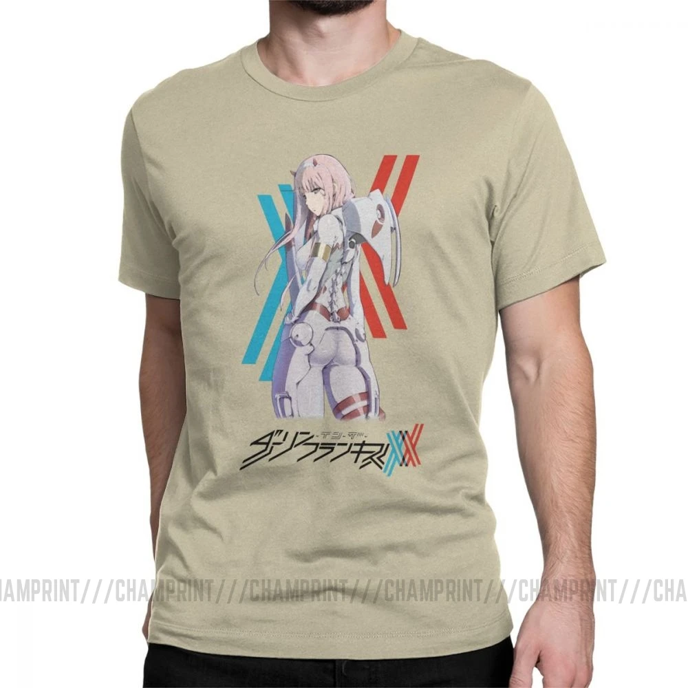 Darling In The Franxx 02 футболки Костюм Пилота Zero Two Мужская футболка стильная футболка из хлопка с короткими рукавами обычные Топы - Цвет: Хаки