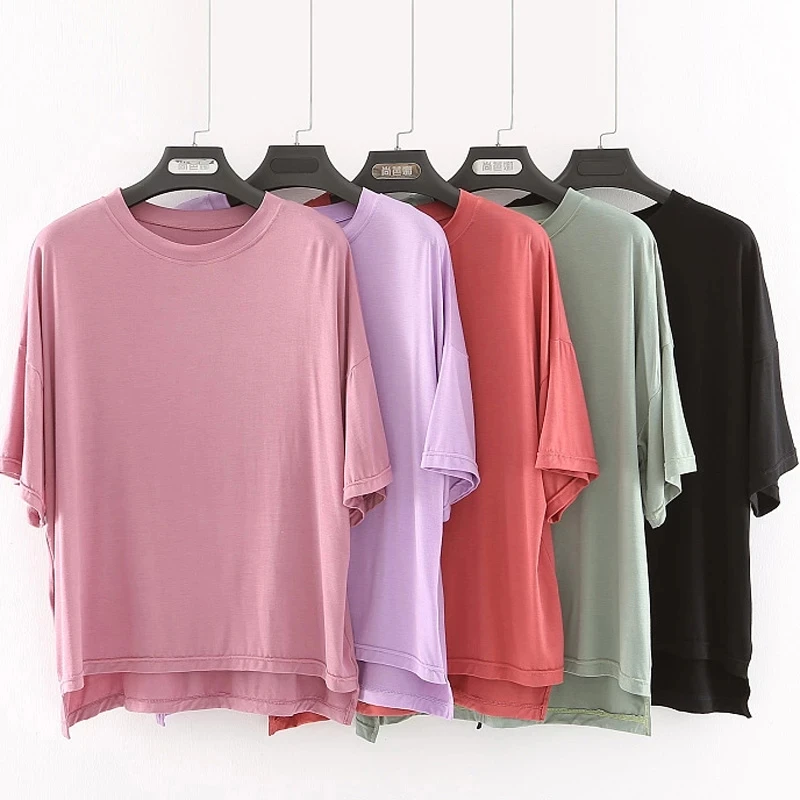 

Размера плюс 150 кг женская футболка из модифицированного вискозного волокна, топы с коротким рукавом, белые, черные, большие футболки для де...