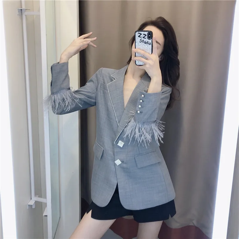 

Chic Blazer women's autumn 2020 new Korean British style design sense small loose suit top