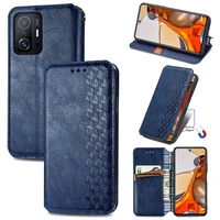 10pcs lattice pu leather wallet flip phone cover tpu case for xiaomi 10 11 10t 11t 10s lite note 10 poco x3 nfc m3 redmi k40