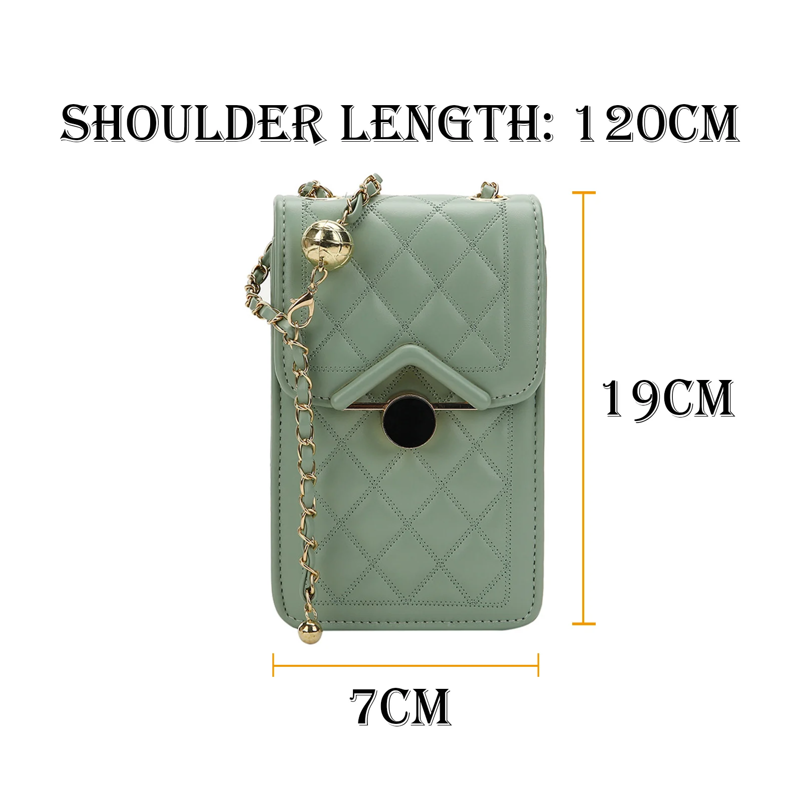 

Women Phone Solid Color PU Leather Shoulder Fashion Phone Plaid Hasp Metal Chain Wallet Handbag Pockets Girls Bag WB4179