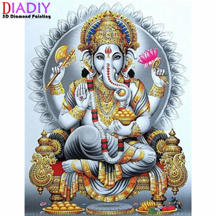 Алмазная 5D Вышивка крестиком &quotсделай сам&quot картина из Индии Ganesha бриллиантовая