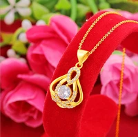 hi japan and south korea micro set auger crown 24k gold pendant necklace for party jewelry with chain choker birthday gift girl