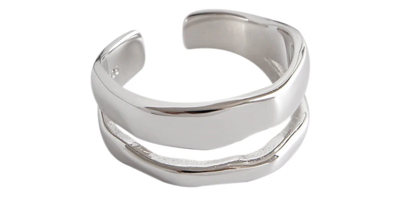 Peri'sBox нерегулярные золото двойное кольцо линия кольца с несколькиими слоями для Для женщин кольцо из стерлингового серебра 925 простой Instajewelry Регулируемый