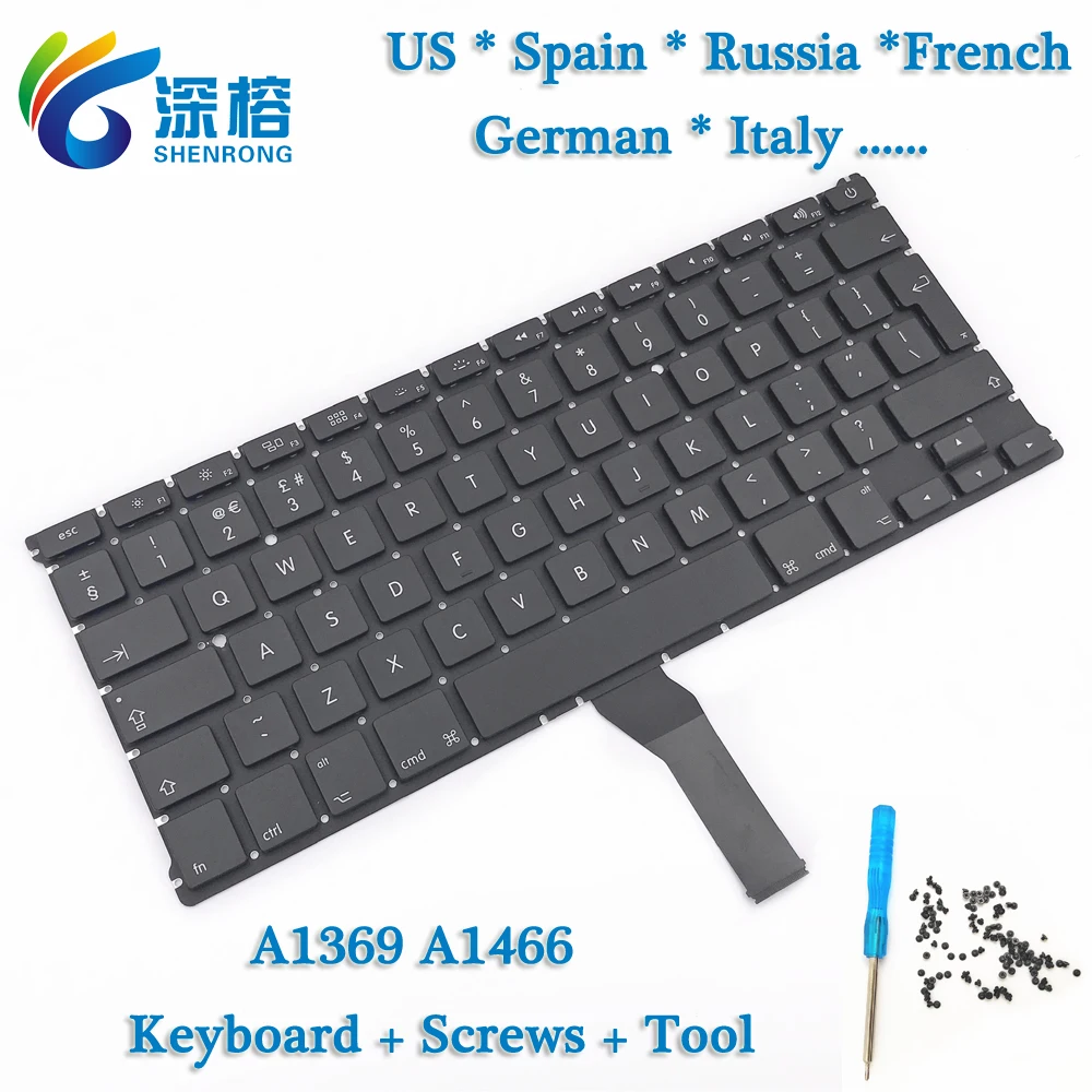 

Laptop Replacment US UK AR FR GE IT SP TUR RU Keyboard For Macbook Air 13.3" A1369 A1466 Keyboard 2010-2017 Year