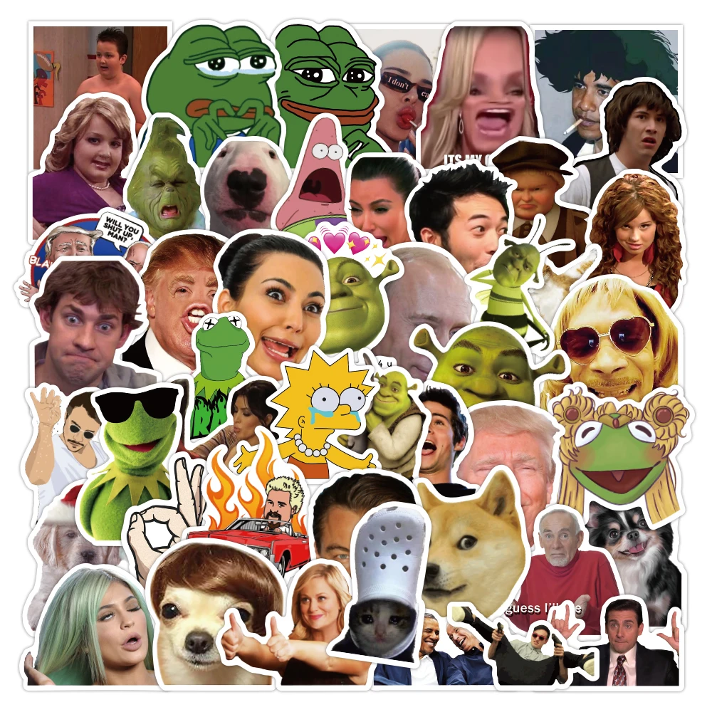 

50PCS Classic Meme Stickers Funny Net Red Face Luggage Refrigerator Computer Phone Car Notebook Helmet Motorcycle Kid Toy Gift