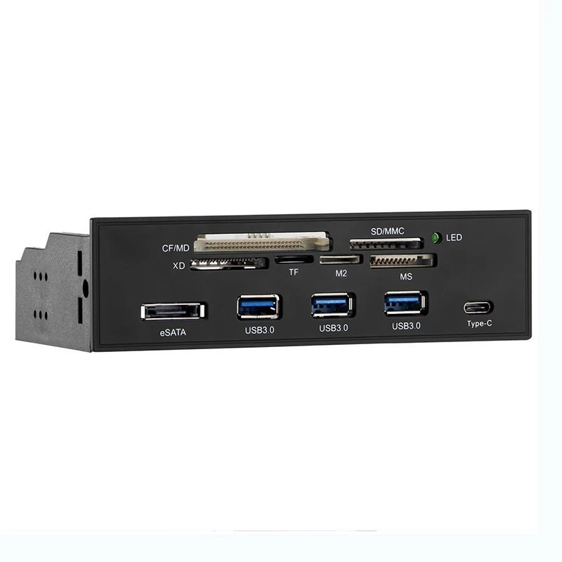 

5.25inch PC Computer Front Panel USB 2.0 Card Reader with 3 Ports USB3.0,Type-C,ESATA,MD,SD/MMC,XD,TF,M2,MS64G CF Reader