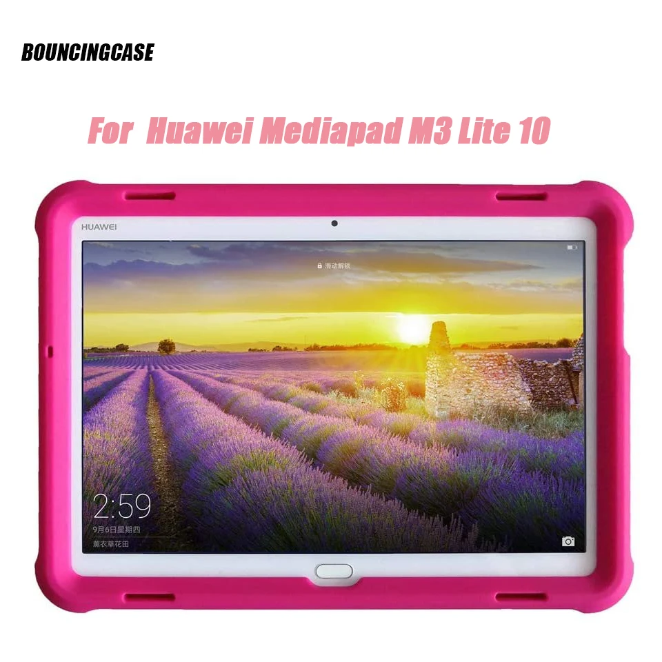 

Bouncing Case for Huawei MediaPad M3 Lite 10 BAH-W09/DL09 BAH-AL00 10.1 Inch Tablet Silicone Kids Friendly Bumper Cover