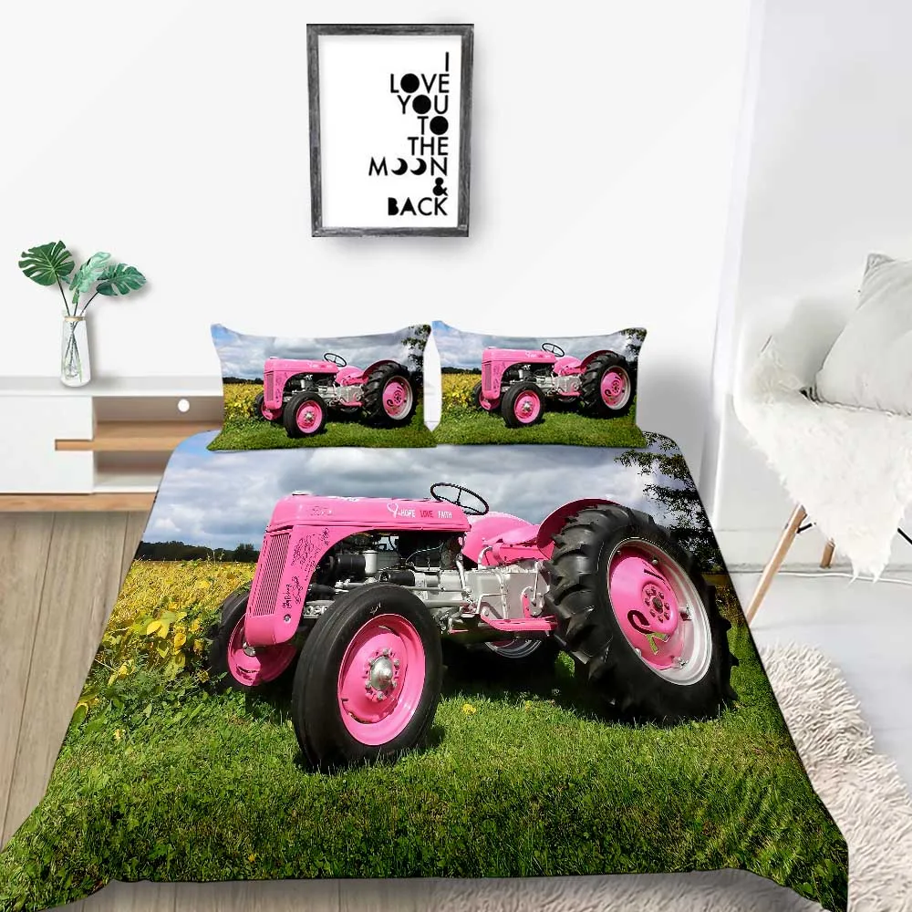

Pink Kart Bedding Set Single Fashionable Lifelike Nature Duvet Cover Farmland King Queen Twin Full Double Comfortable Bed Set