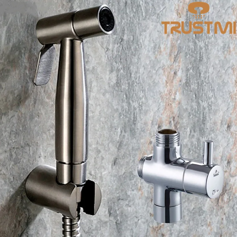 

Handheld Bidet Spray Shower Set Toilet Shattaf Sprayer Douche kit Bidet Faucet,Brushed Nickel, 304 Stainless Steel
