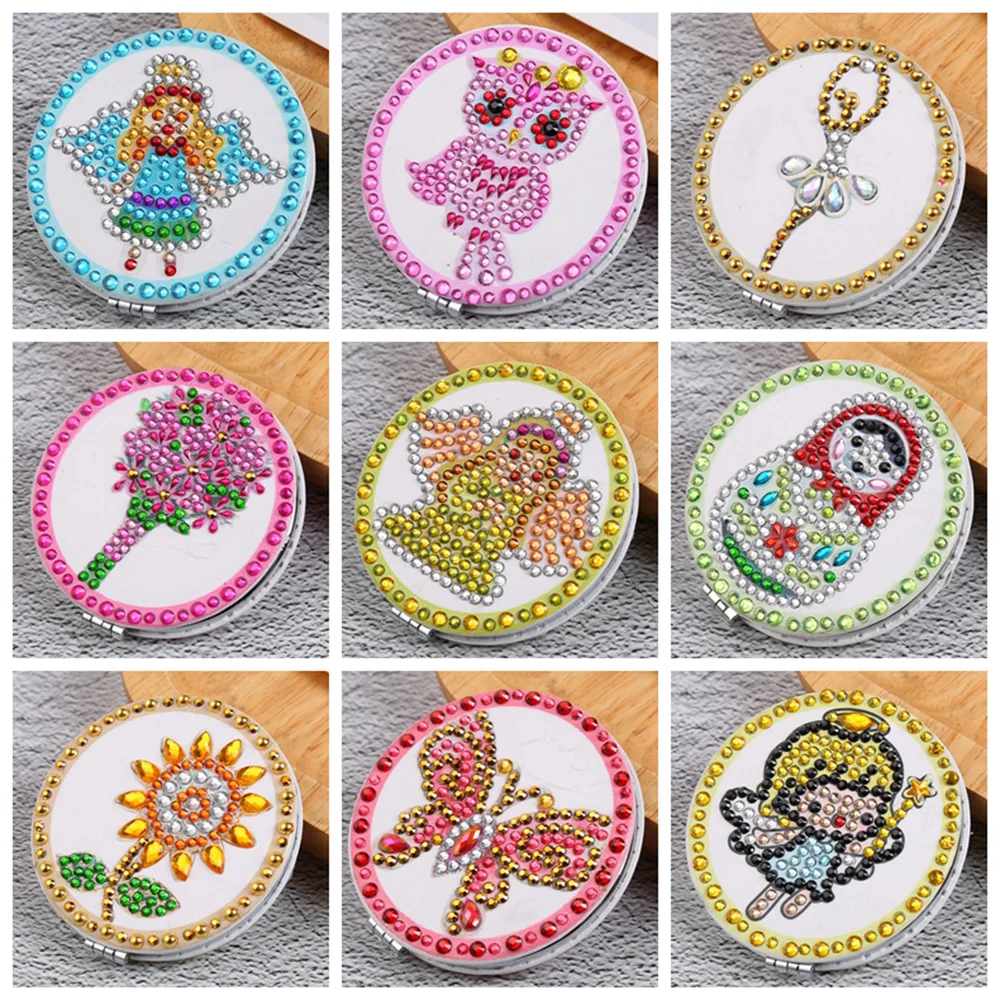 

5D DIY Special Shaped Diamond Painting Makeup Mirror Diamond Embroidery Cross Stitch Foldable Compact Women Mini Makeup Mirrors