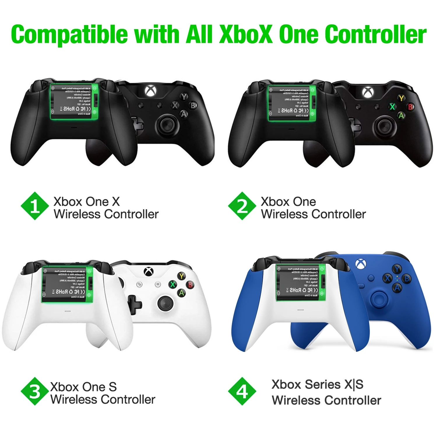 Набор аккумуляторов 2600 мА·ч 2 шт. для беспроводных геймпадов Xbox One S X Elite Series |