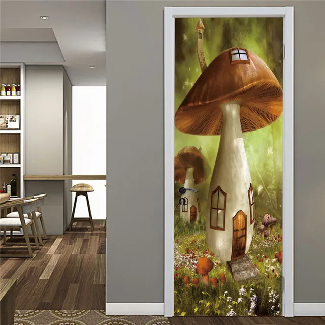 

3d-наклейка на дверь с рисунком, декоративные Переводные картинки «сделай сам» для домашнего декора растений, самоклеящиеся водонепроницае...