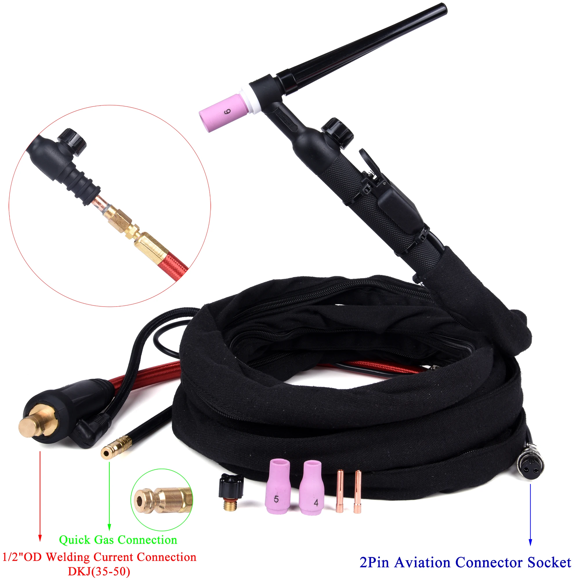 WP9 WP9FV WP9F TIG Welding Torch Gas-Electric Integrated Red Hose 4M 35-50 Euro Connector 13FT Air Cooled | Инструменты