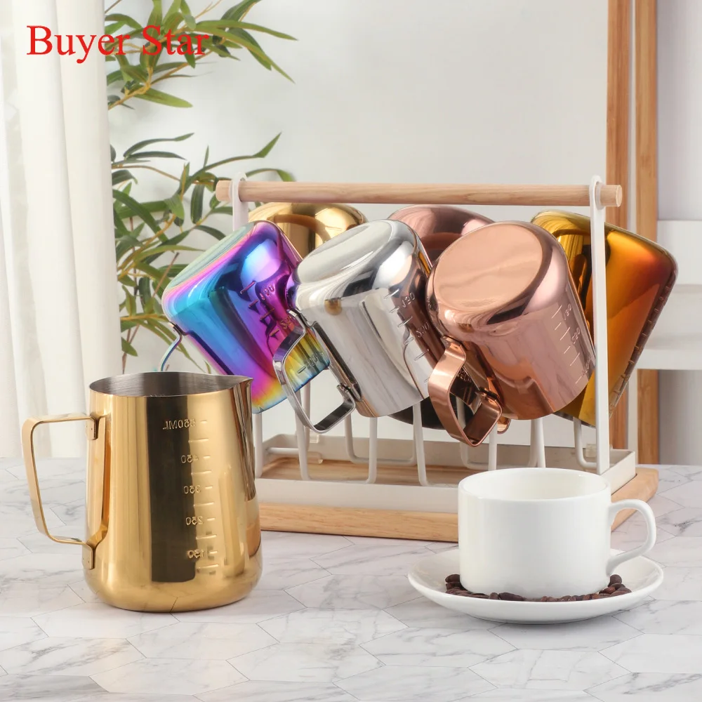 350/550ML tazza di caffè in acciaio inossidabile tirare strumenti per fiori Moka pentola schiuma di frappè tazza fantasia apparecchi per caffè brocca di latte caffè cucina
