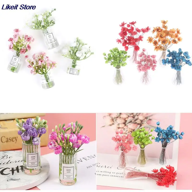 1 шт. миниатюрная ваза для кукольного домика цветов жасмин стеклянный высушенный