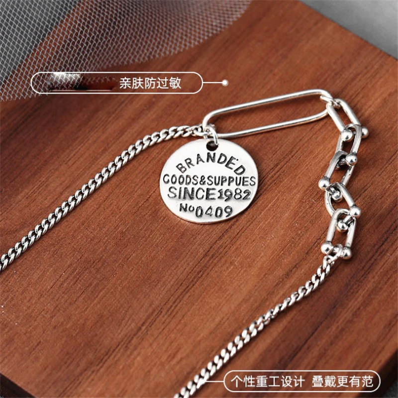 Korean Style Punk Vintage Large Big Pendant Necklaces Round Letters Numbers Tibetan Silver Gift To Girlfriend | Украшения и