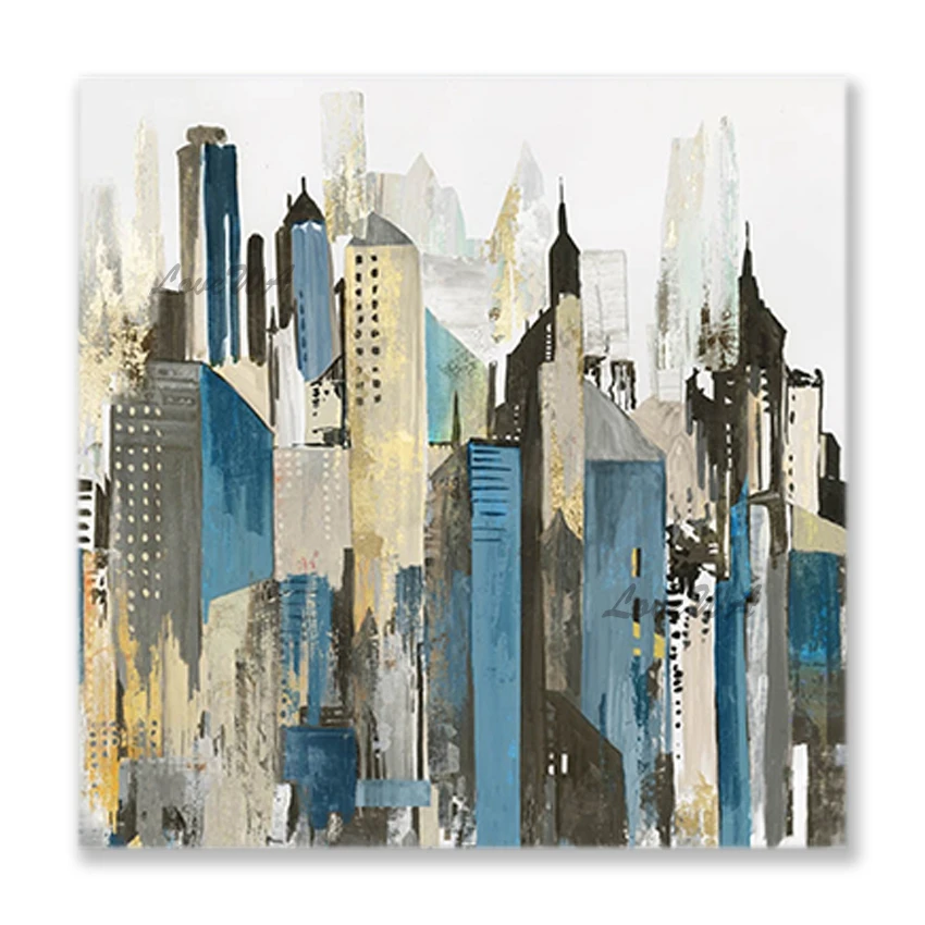 

Modern Wall Art Home Decorative Item Hand-painted City Building Street Scene Oil Painting Wall Hangings Canvas Art Panel Picture