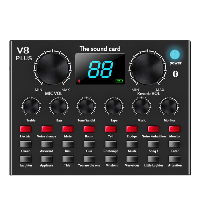 

V8 Plus Bluetooth 4.1 mental Audio Voice Changer household outdoor DSP sound Network Live Broadcast Video Sound Card