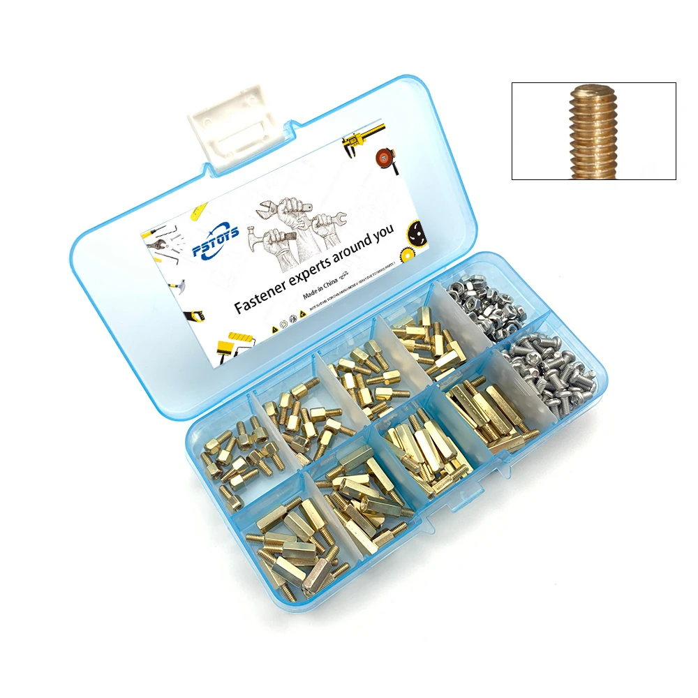 

240 шт./компл. M2 * L + 3 мм M2, 5/M3 * L + 6 мм Шестигранная гайка, винт, латунь, резьба, столб, печатная плата, набор прокладок TZ001