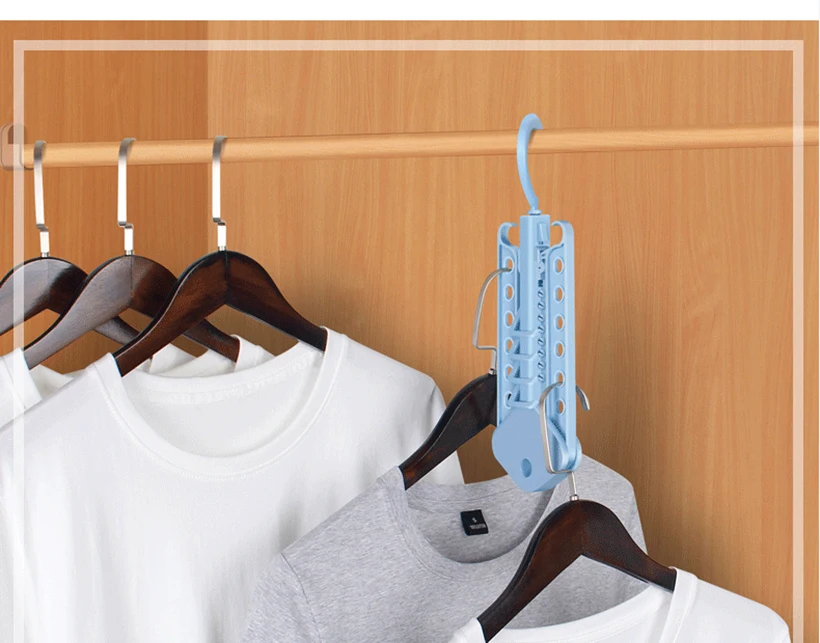 Advanced Design Save Space Hanger Cabinet Clothes Organizer Foldable Windproof Rotatable Household Hook Tie Storage Strong