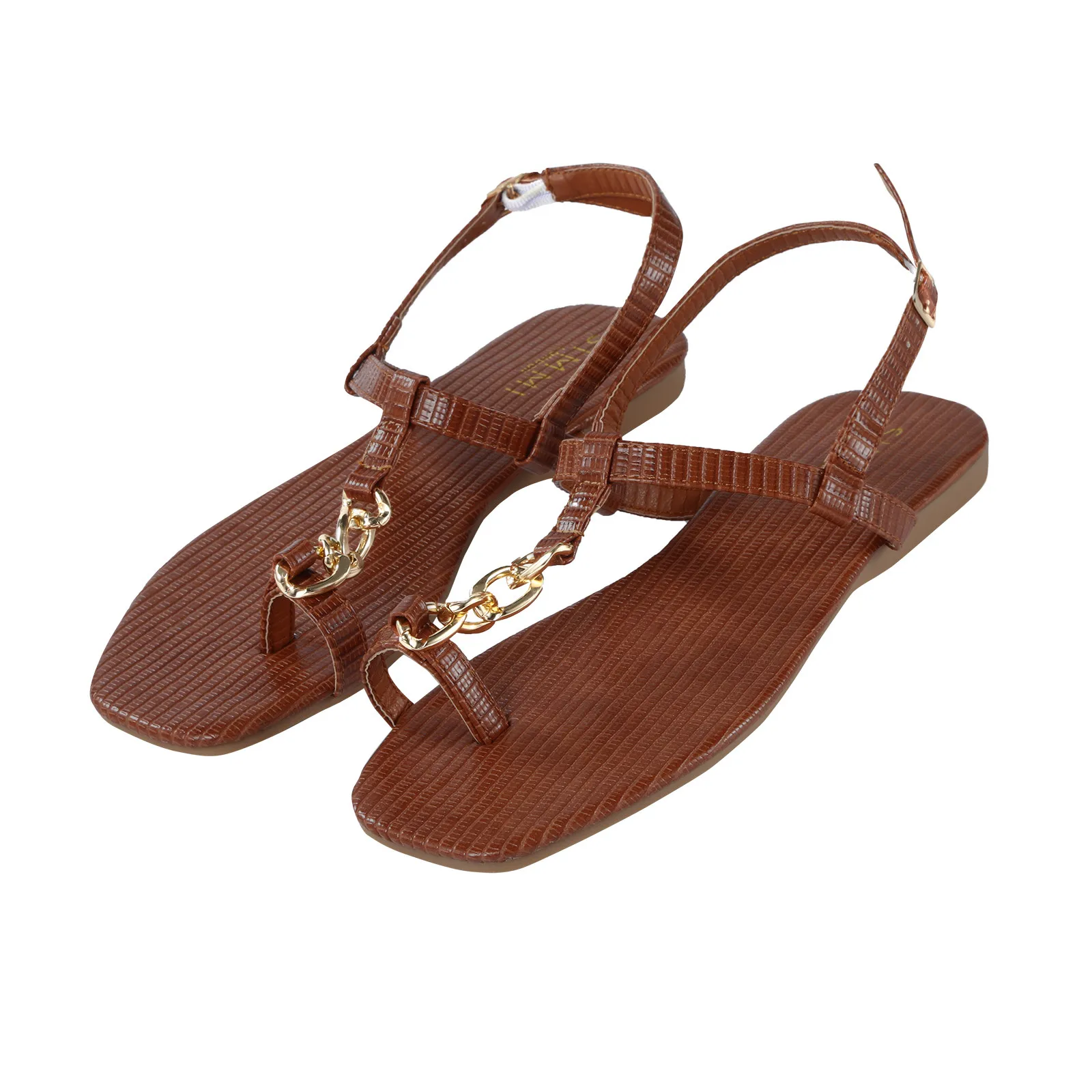 

Summer Fashion Women Sandals Clip Toe Gold Metal Chain Flat Bottom Female Clip Toe Vintage Shoes Outdoor Beach Female Sandals