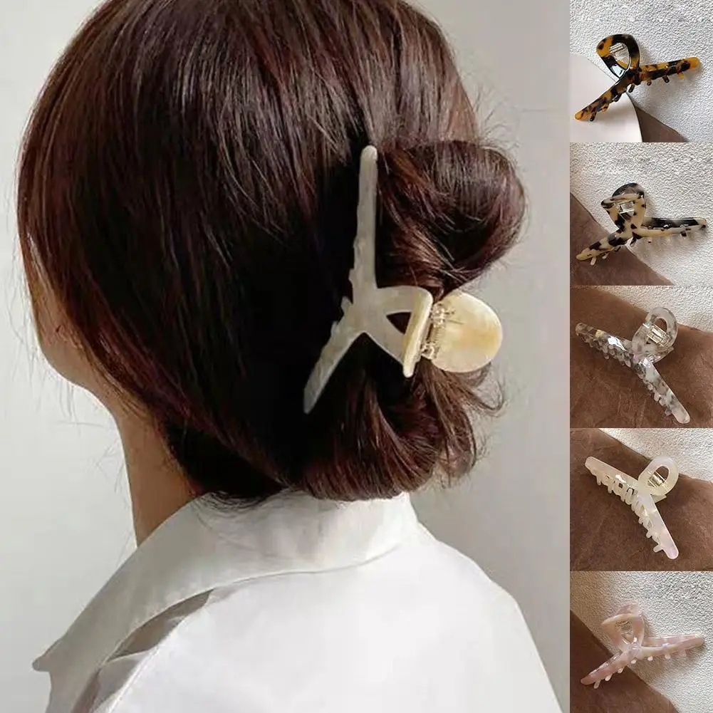 

Большая заколка для волос, с уксусной кислотой, элегантная заколка для конского хвоста для женщин, аксессуары для волос, подарок, 2021