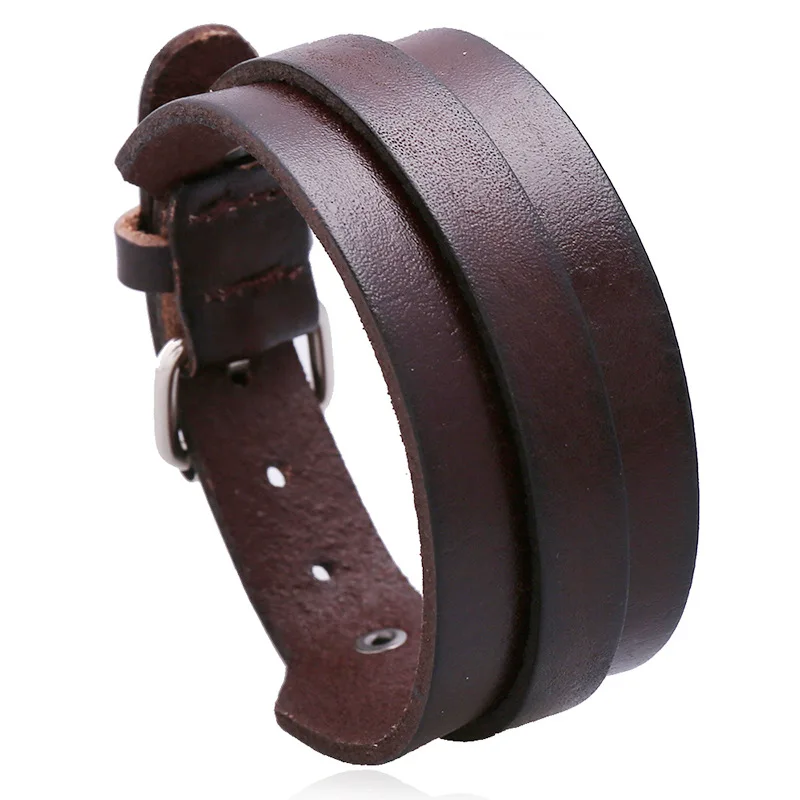 

2020 double width leather cuffs, rope bracelet, brown men's bracelet, fashionable men's bracelet, unisex jewelry gift PG110