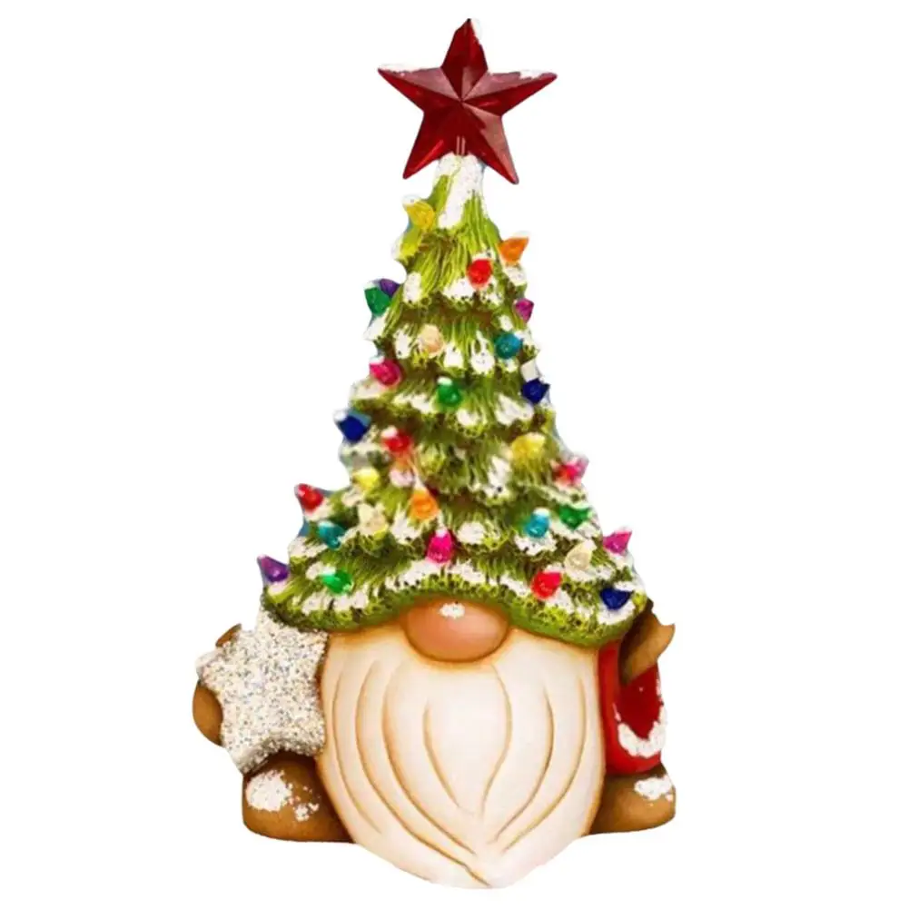 

Christmas Gnome Statue - Small Resin Christmas Decoration Ornament Figurines For Tables Cute Gnome Christmas Tree Sculpture Fo