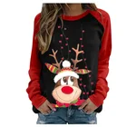 Забавный Милый принт лося с длинным рукавом Рождественская женская футболка Харадзюку S-2xl хлопок женские футболки графическая Эстетическая рубашка женская