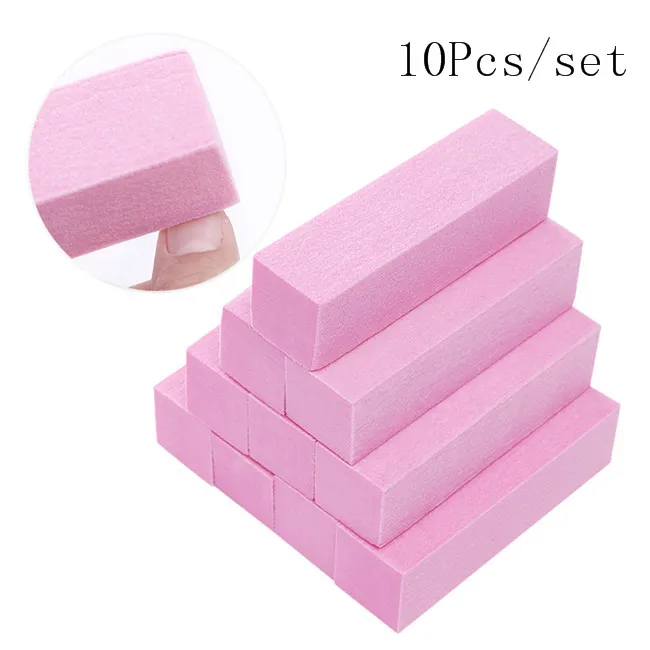 10pcs Pink 1 Pc/4/10 шт./компл. шлифовальная Шлифовальная Пилка Для ногтей cо шлифовальными буферными резцами, блок для УФ-гель для ногтей, для маникюра, педикюра Белый Nail Полировщики для ногтей инструмент для маникюра, инструмент - Цвет: 10pcs Pink