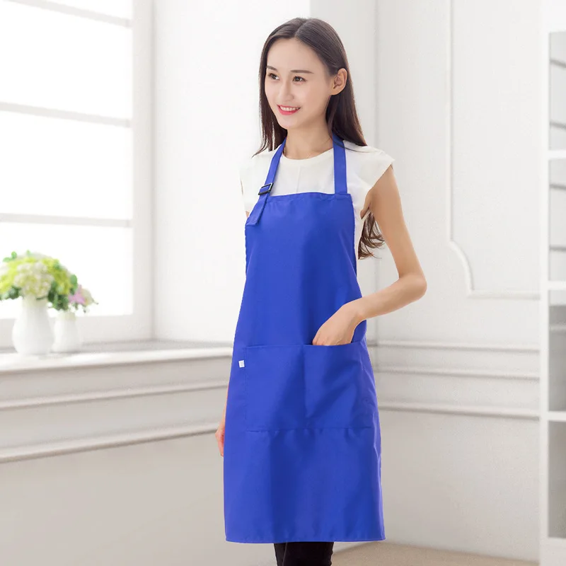Blue Apron Домашние Кухонные фартуки для шеф-повара, одноцветные ресторанные формочки для приготовления пищи, для маникюра, Виниловая наклейка на стену, фартук, карманы - Цвет: Blue Apron
