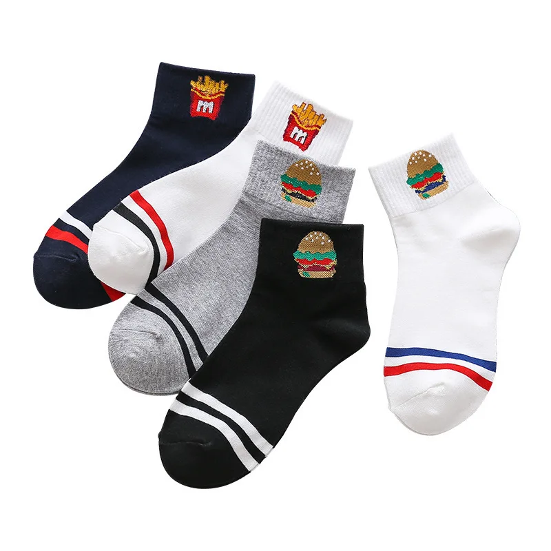 

Women Socks Men Unisex Fruit Pizza Burger French Fries Striped Short Socks Cotton Socks for Girls Funny Harajuku Socks 5 Pairs