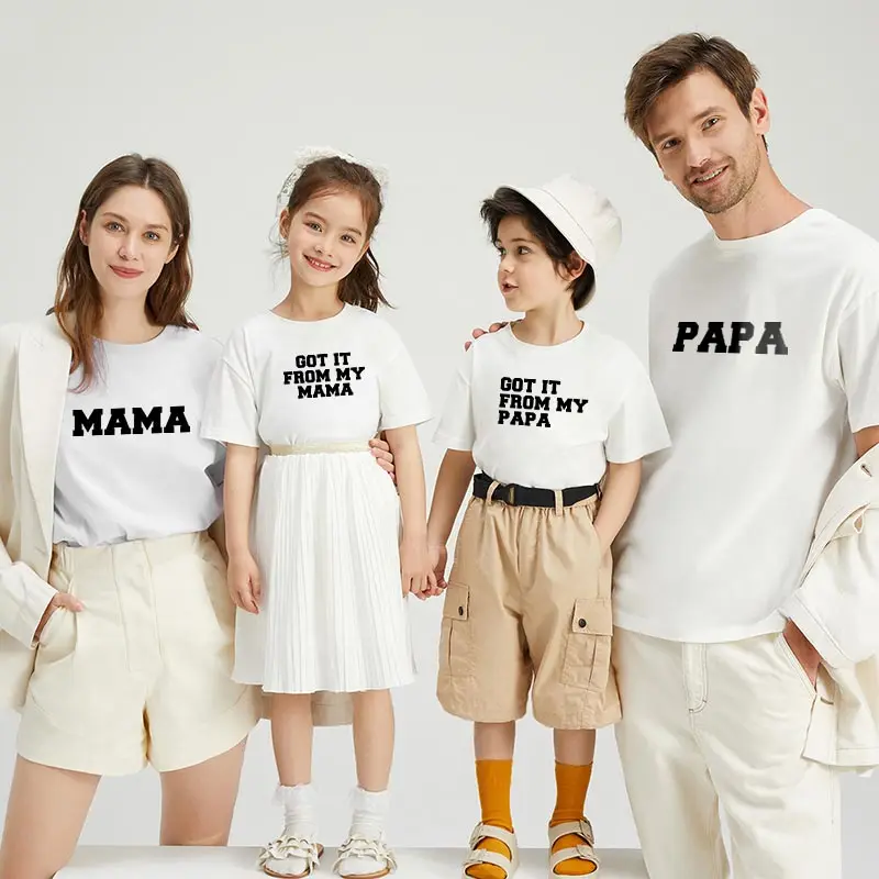 

Новинка 2021 года, одежда для мамы и папы, одежда для родителей и ребенка Удобная футболка с короткими рукавами простая повседневная одежда с ...