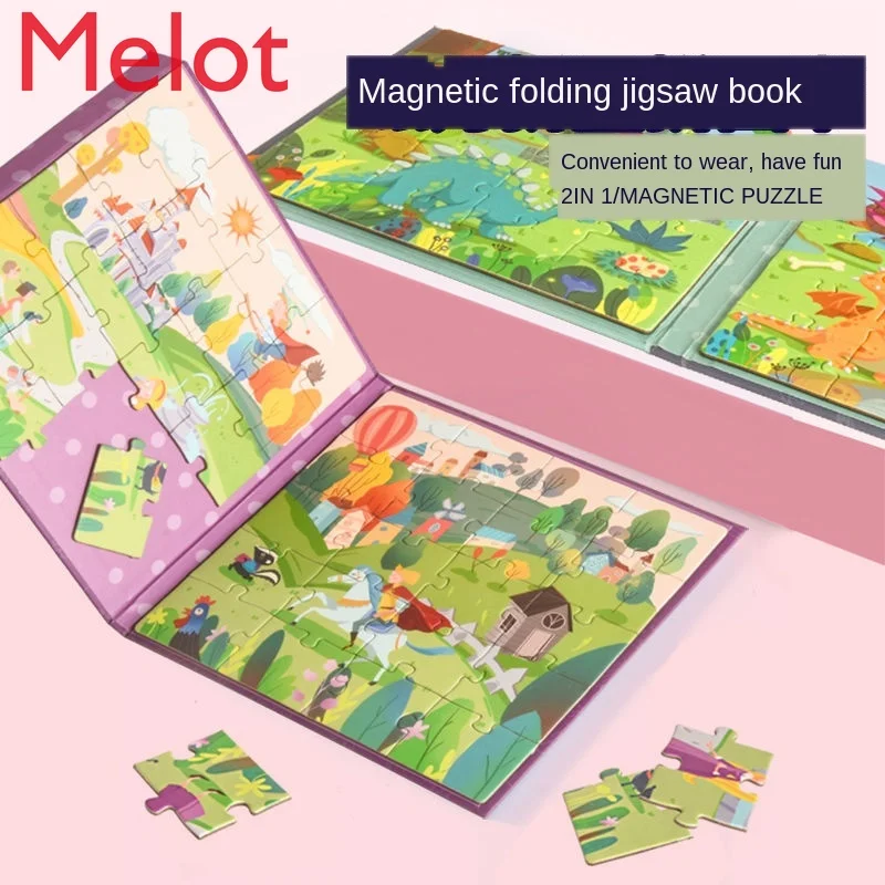 

Magnetic Puzzle Children's Toys Educational Kindergarten Boys3 Years Old Baby Illustration Series Dinosaur Theme Magnetic Puzzle