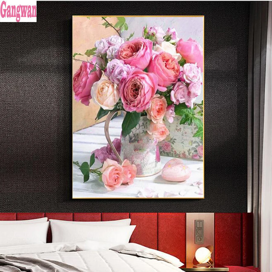 Новогодний подарок Алмазная картина Розовый пион Сделай Сам 5D полная квадратная