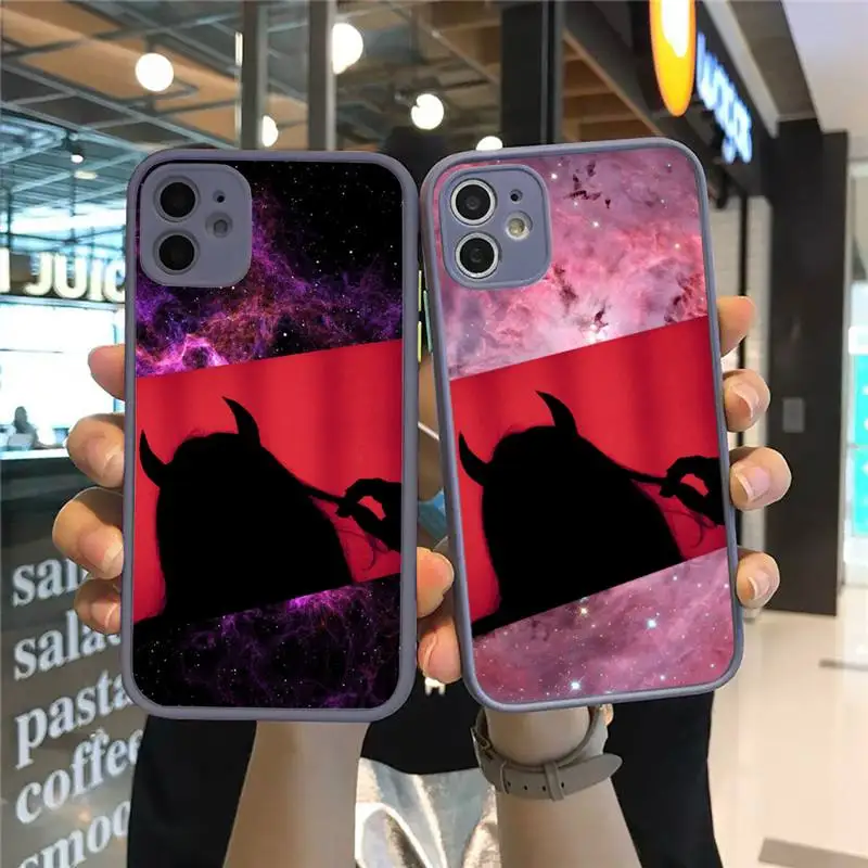 

art design Devil pink cool Phone Case Matte Transparent for iPhone 7 8 11 12 s mini pro X XS XR MAX Plus cover funda