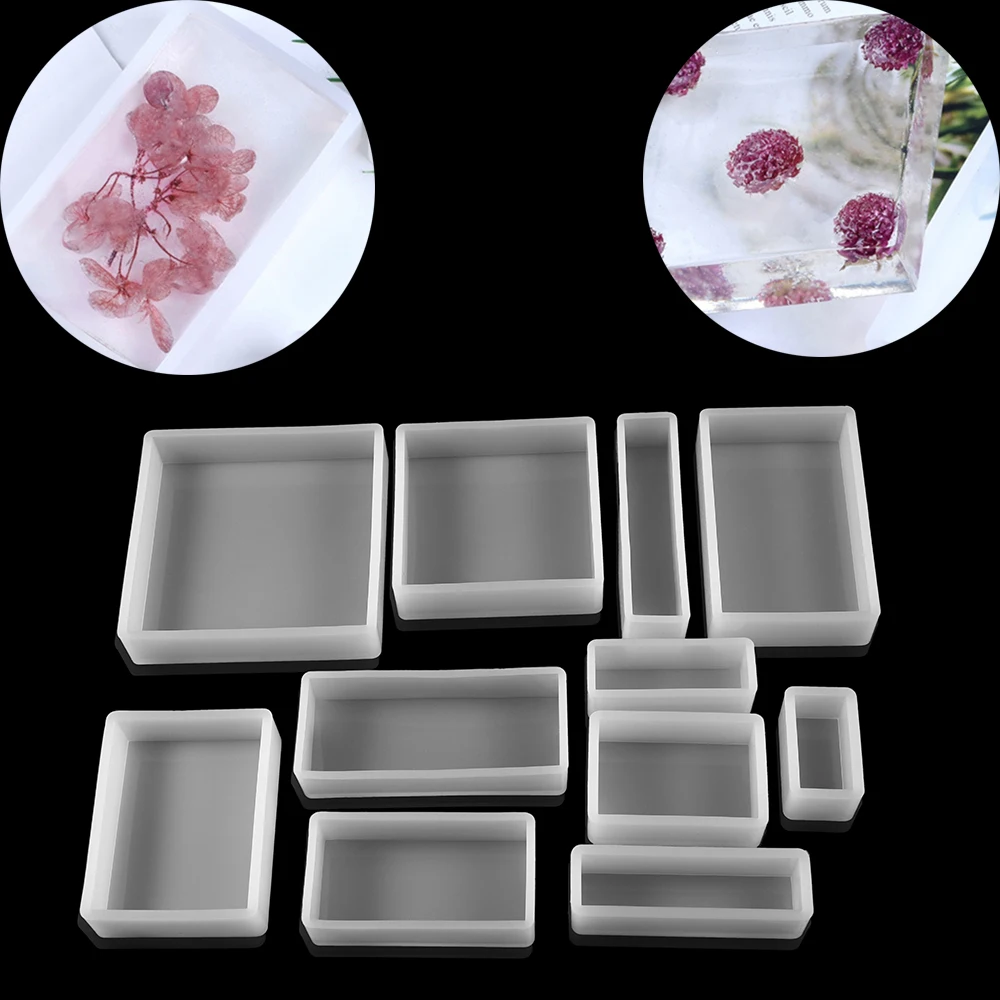 Square Rectangle Epoxy Resin Molds Real Dried Plants Flower Insect Specimen For Resin Epoxy Mold Silicone Jewelry Crafts Making