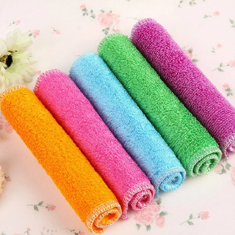 

5/20PCS Dishwashing Cloth Bamboo Fiber High Efficiency Degreasing Cleaning Towel Scouring Pad Kitchen Household Cleaning Cloth