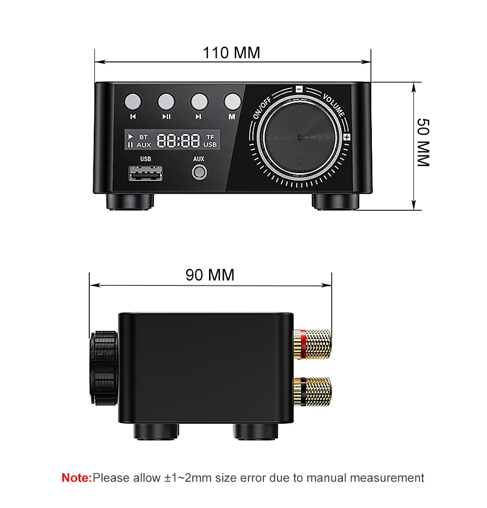 AIYIMA Bluetooth 5,0 TPA3116 50 Вт* 2 класса D мини-усилитель Hifi Fever аудио усилитель мощности стерео 2,0 MP3 плеер без потерь